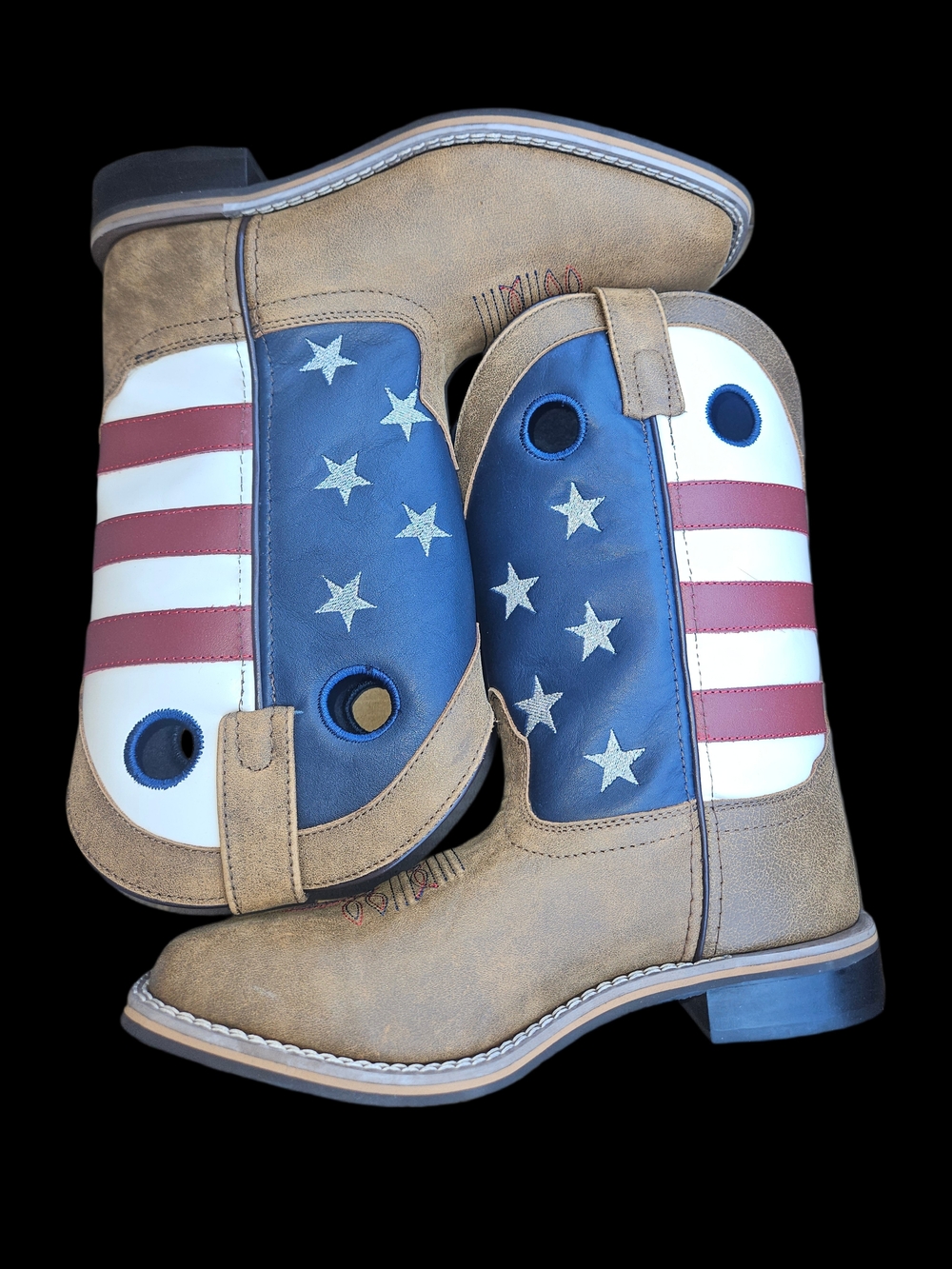 Patriotic Star & Stripe Tan Ankle Booties